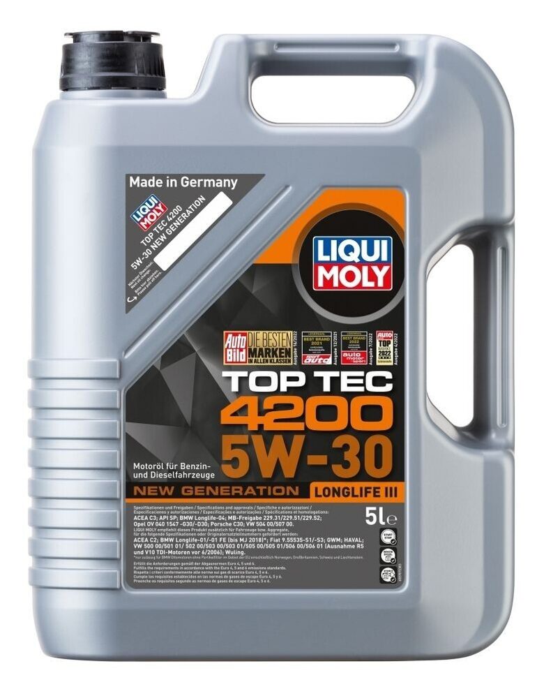 Motoreļļa LIQUI MOLY TOP TEC 4200 5W-30 5L 8973